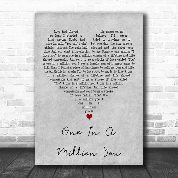 Larry Graham One In A Million You Grey Heart Decorative Wall Art Gift Song Lyric Print