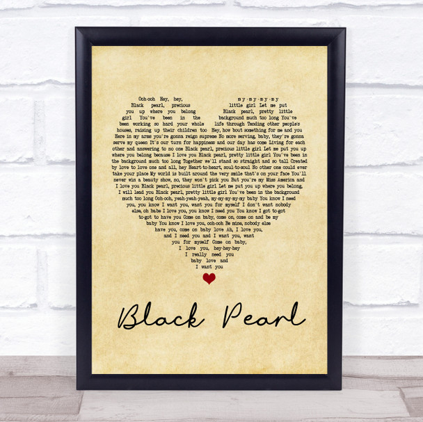 Sonny Charles & The Checkmates Black Pearl Vintage Heart Song Lyric Music Wall Art Print