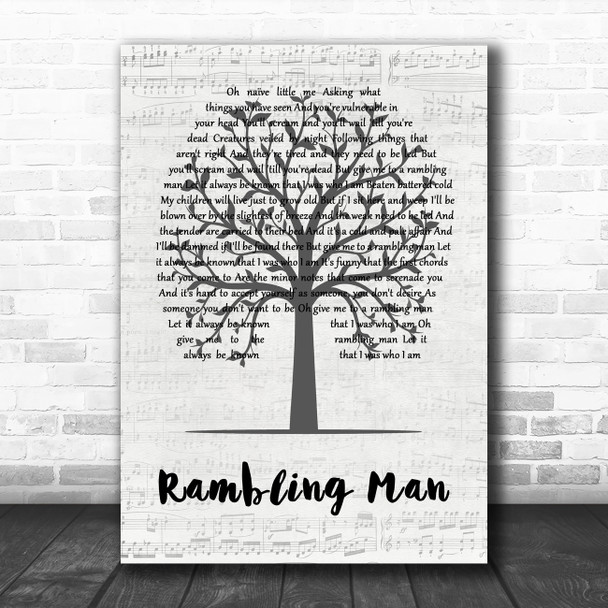 Laura Marling Rambling Man Music Script Tree Decorative Wall Art Gift Song Lyric Print