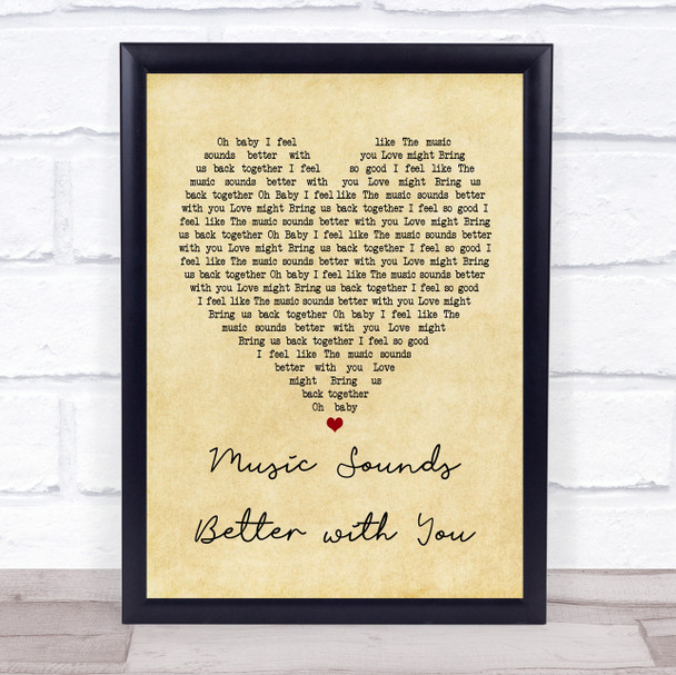 Stardust Music Sounds Better with You Vintage Heart Song Lyric Music Wall Art Print