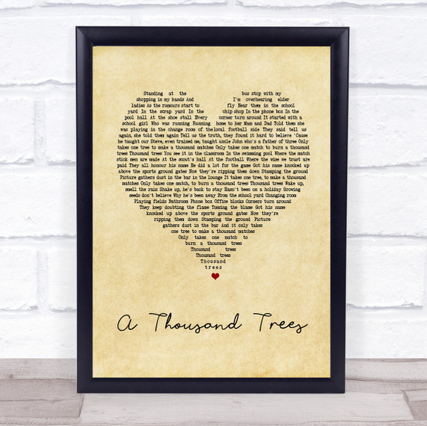 Stereophonics A Thousand Trees Vintage Heart Song Lyric Music Wall Art Print