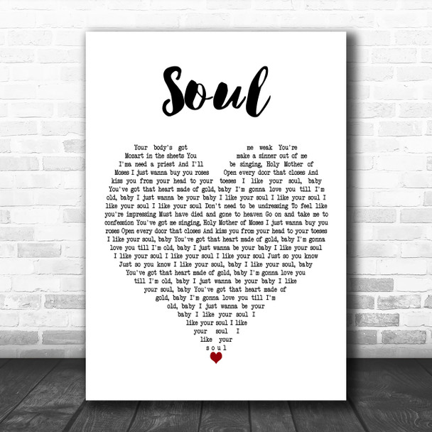 Lee Brice Soul White Heart Decorative Wall Art Gift Song Lyric Print