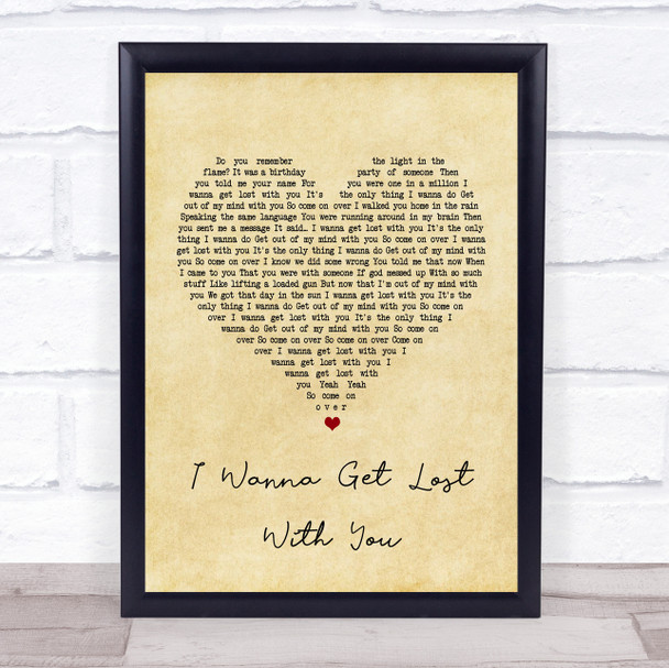 Stereophonics I Wanna Get Lost With You Vintage Heart Song Lyric Music Wall Art Print