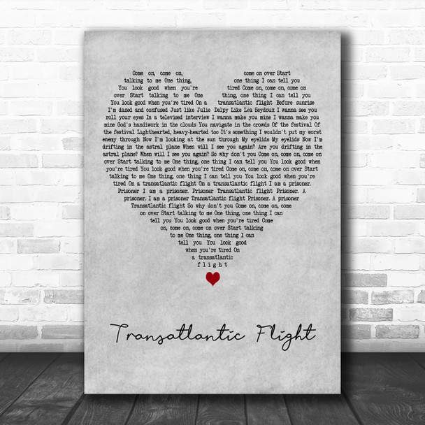 Leif Vollebekk Transatlantic Flight Grey Heart Decorative Wall Art Gift Song Lyric Print