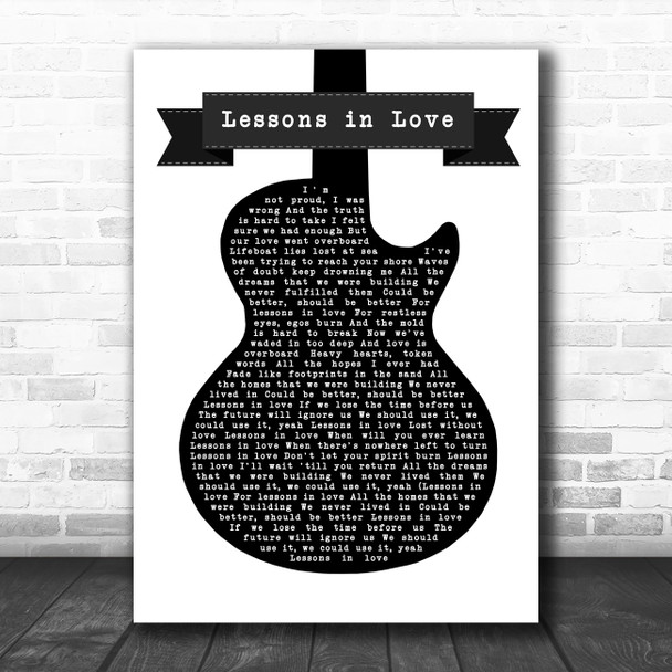 Level 42 Lessons in Love Black & White Guitar Decorative Wall Art Gift Song Lyric Print