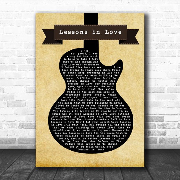 Level 42 Lessons in Love Black Guitar Decorative Wall Art Gift Song Lyric Print