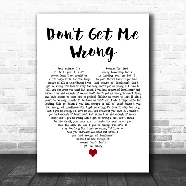 Lewis Capaldi Don't Get Me Wrong White Heart Decorative Wall Art Gift Song Lyric Print