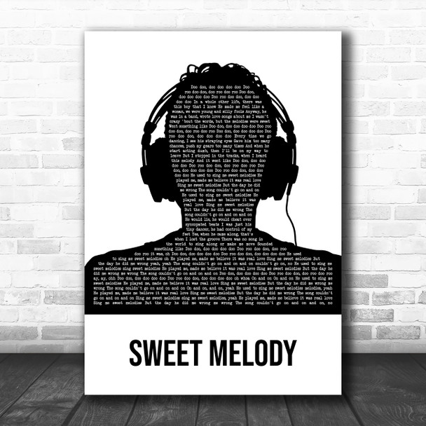 Little Mix Sweet Melody Black & White Man Headphones Decorative Gift Song Lyric Print