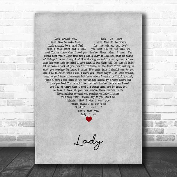Little River Band Lady Grey Heart Decorative Wall Art Gift Song Lyric Print