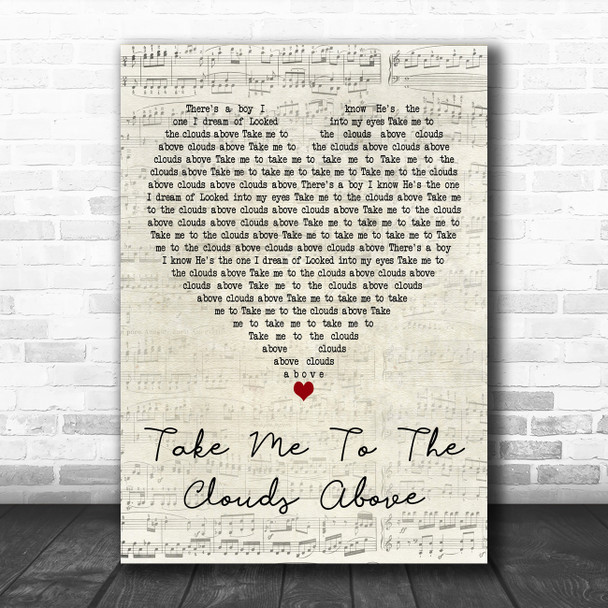 LMC vs. U2 Take Me to the Clouds Above Script Heart Decorative Gift Song Lyric Print