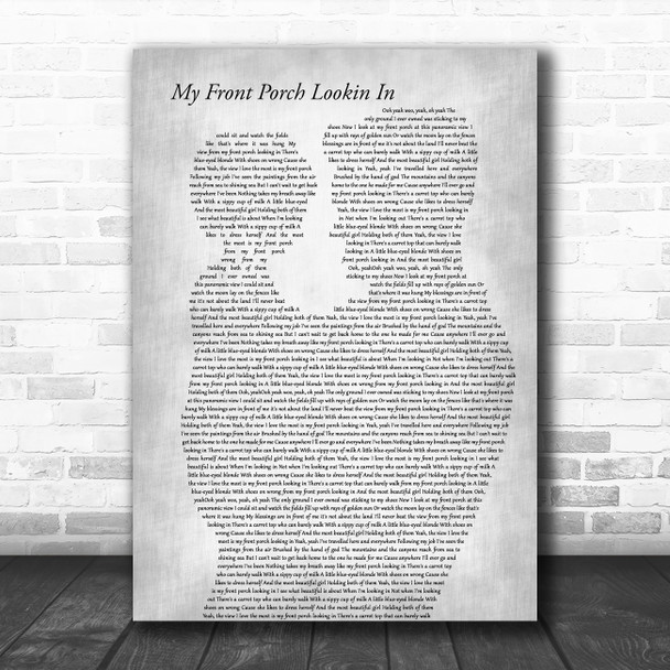 Lonestar My Front Porch Lookin In Father & Child Grey Decorative Gift Song Lyric Print