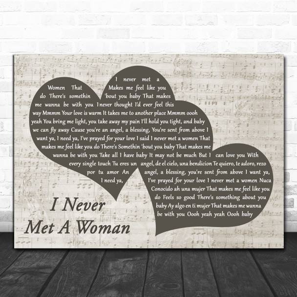 Los Lonely Boys I Never Met A Woman Landscape Music Script Two Hearts Wall Art Song Lyric Print