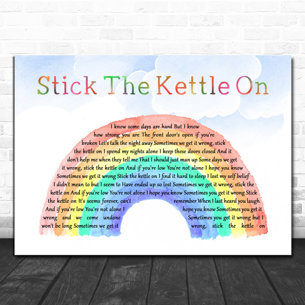 Lucy Spraggan Stick The Kettle On Watercolour Rainbow & Clouds Song Lyric Print