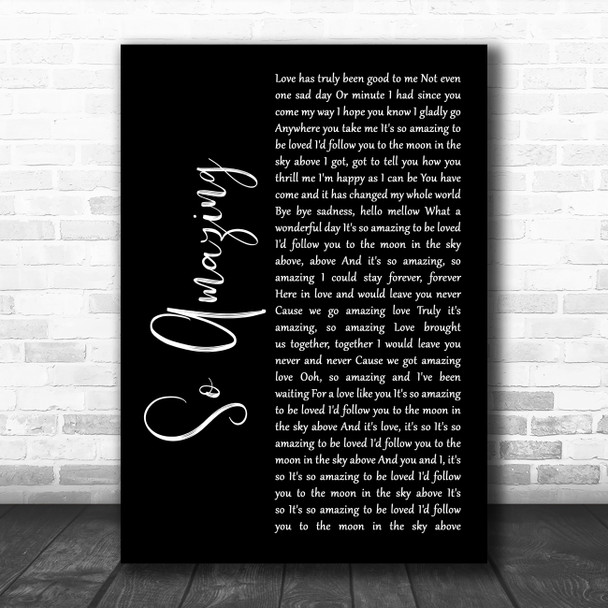 Luther Vandross So Amazing Black Script Decorative Wall Art Gift Song Lyric Print