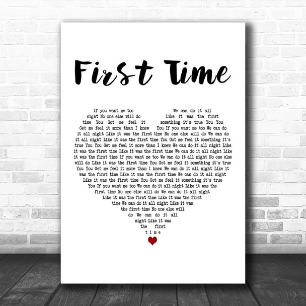 M-22 feat. Medina First Time White Heart Decorative Wall Art Gift Song Lyric Print