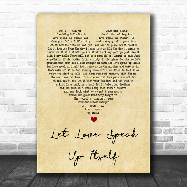 The Beautiful South Let Love Speak Up Itself Vintage Heart Song Lyric Music Wall Art Print