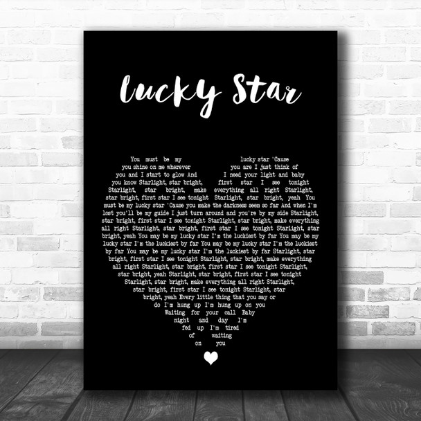 Madonna Lucky Star Black Heart Decorative Wall Art Gift Song Lyric Print