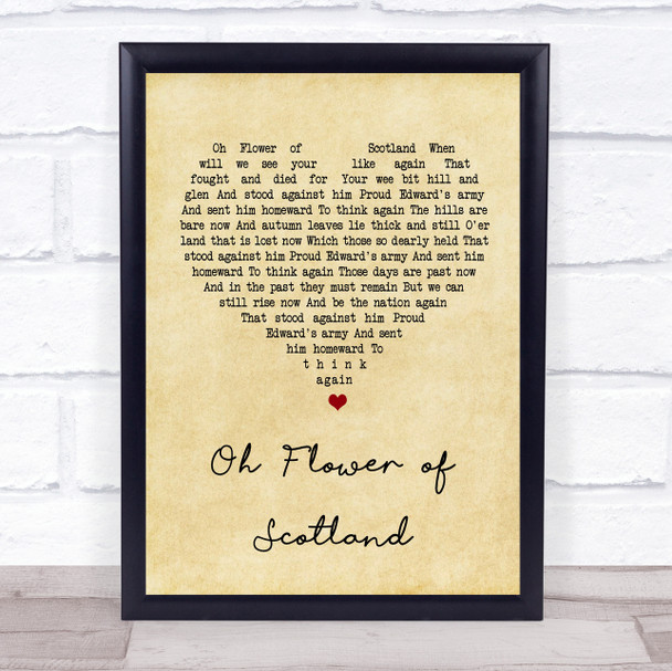 The Corries The Flower Of Scotland Vintage Heart Song Lyric Music Wall Art Print