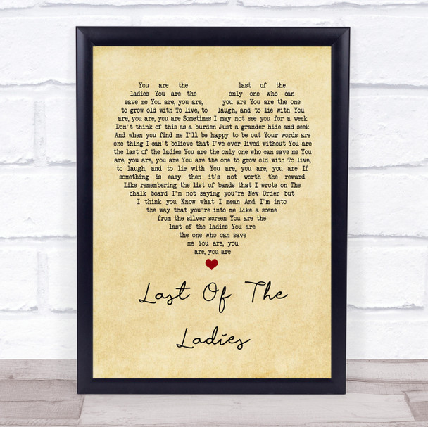 The Courteeners Last Of The Ladies Vintage Heart Song Lyric Music Wall Art Print