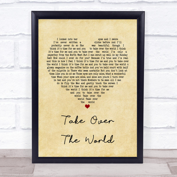 The Courteeners Take Over The World Vintage Heart Song Lyric Music Wall Art Print