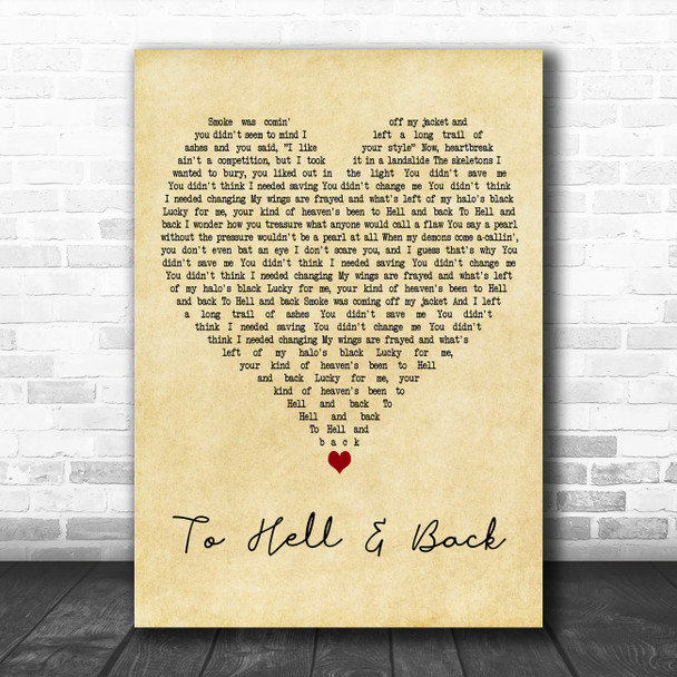 Maren Morris To Hell & Back Vintage Heart Decorative Wall Art Gift Song Lyric Print