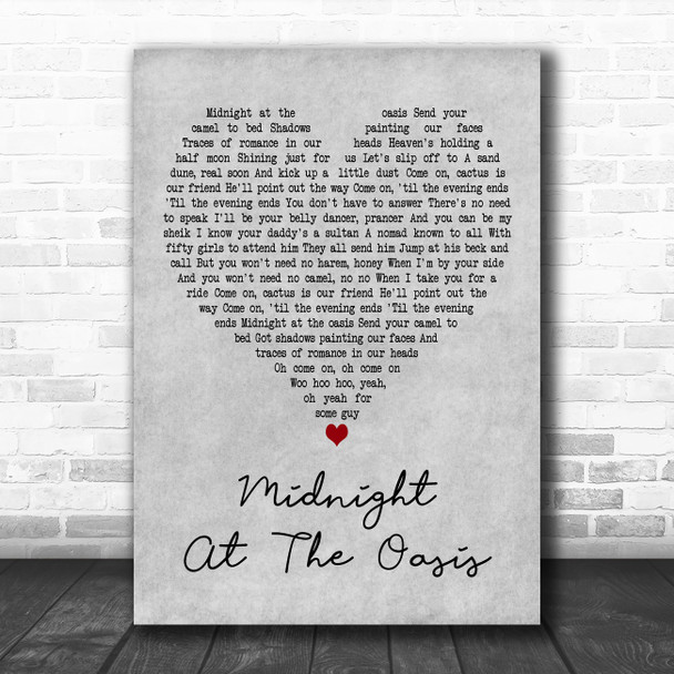 Maria Muldaur Midnight At The Oasis Grey Heart Decorative Wall Art Gift Song Lyric Print