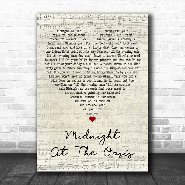 Maria Muldaur Midnight At The Oasis Script Heart Decorative Wall Art Gift Song Lyric Print