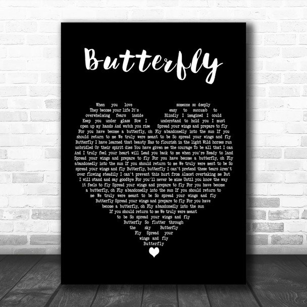 Mariah Carey Butterfly Black Heart Decorative Wall Art Gift Song Lyric Print