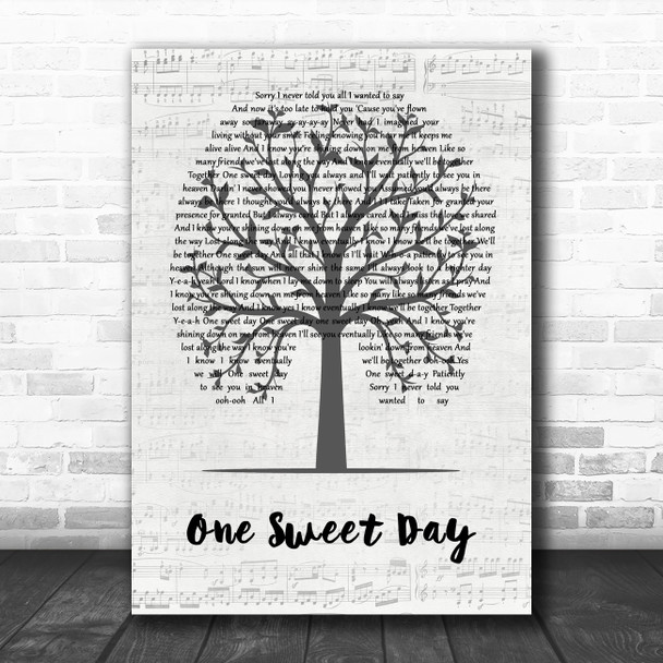 Mariah Carey One Sweet Day Music Script Tree Decorative Wall Art Gift Song Lyric Print