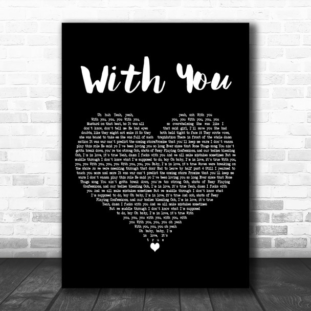Mariah Carey With You Black Heart Decorative Wall Art Gift Song Lyric Print