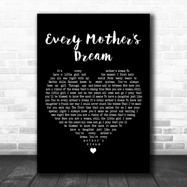 Martina Mcbride Every Mother's Dream Black Heart Decorative Wall Art Gift Song Lyric Print