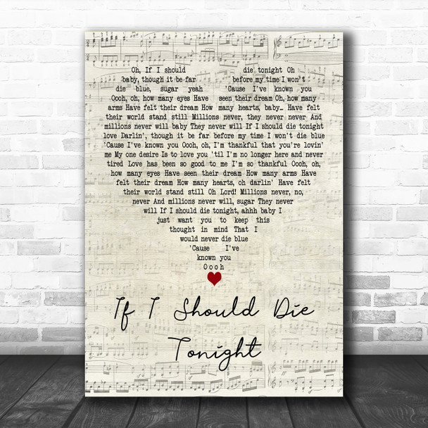 Marvin Gaye If I Should Die Tonight Script Heart Decorative Wall Art Gift Song Lyric Print