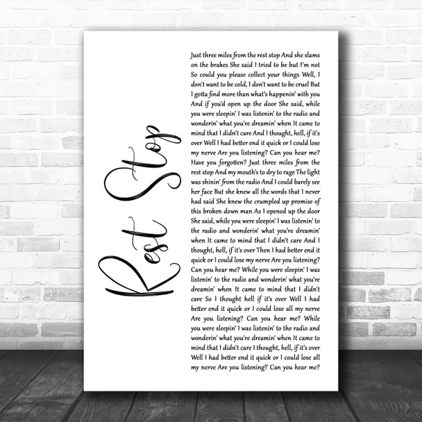 Matchbox Twenty Rest Stop White Script Decorative Wall Art Gift Song Lyric Print