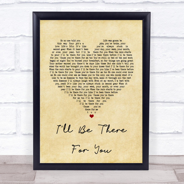 The Rembrandts I'll Be There For You Vintage Heart Song Lyric Music Wall Art Print