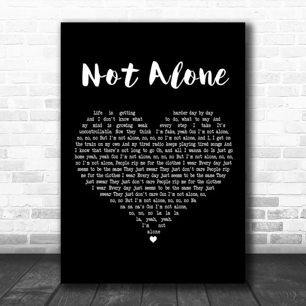 McFly Not Alone Black Heart Decorative Wall Art Gift Song Lyric Print