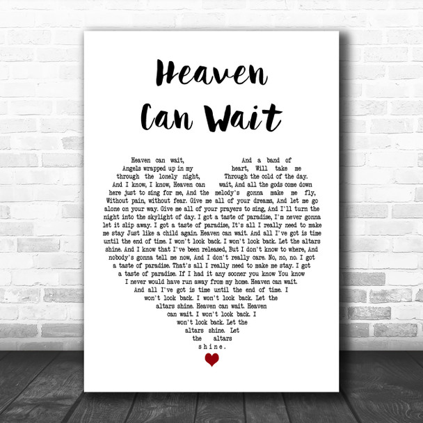 Meat Loaf Heaven Can Wait White Heart Decorative Wall Art Gift Song Lyric Print