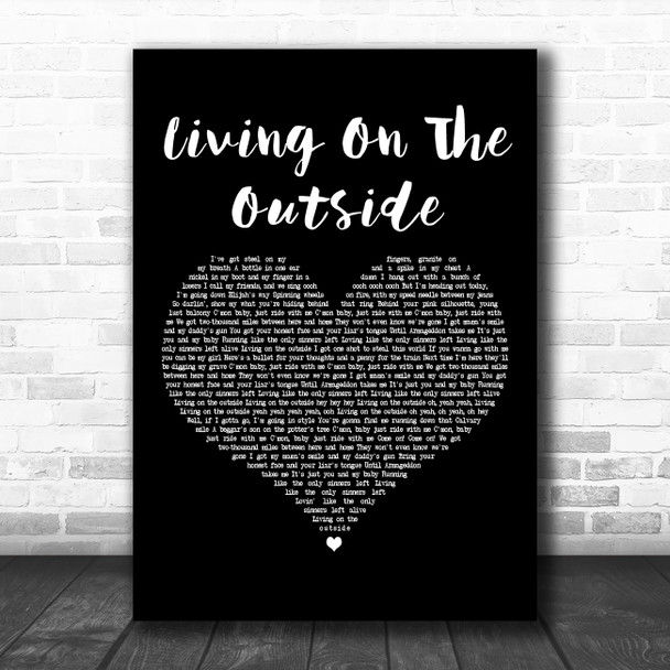 Meat Loaf Living On The Outside Black Heart Decorative Wall Art Gift Song Lyric Print