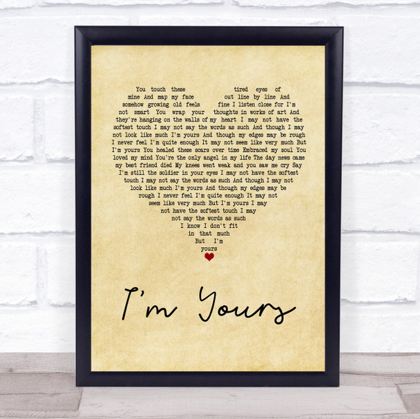 The Script I'm Yours Vintage Heart Song Lyric Music Wall Art Print