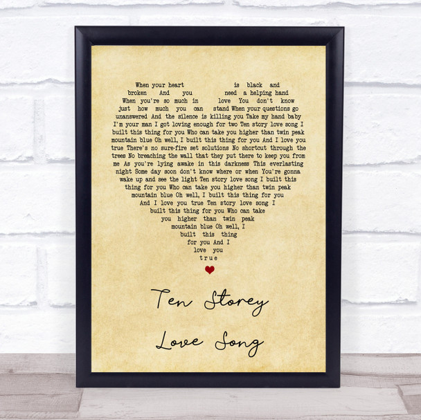 The Stone Roses Ten Storey Love Song Vintage Heart Song Lyric Music Wall Art Print