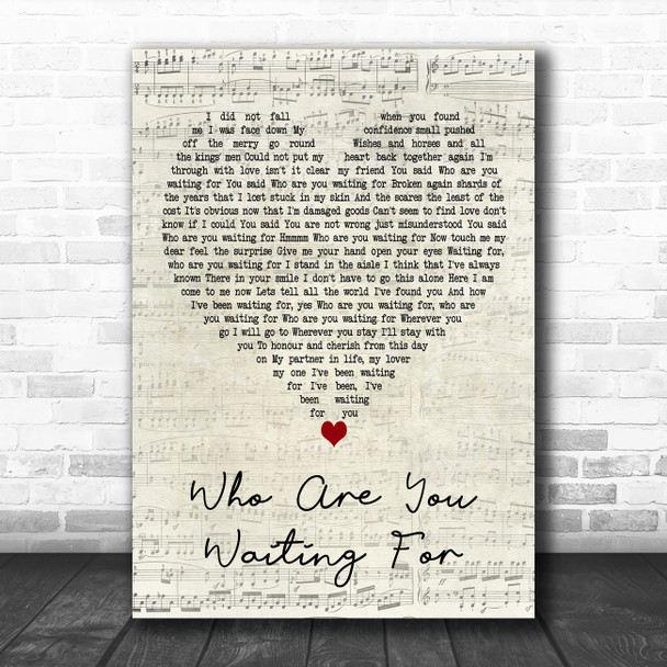 Melissa Etheridge Who Are You Waiting For Script Heart Decorative Wall Art Gift Song Lyric Print