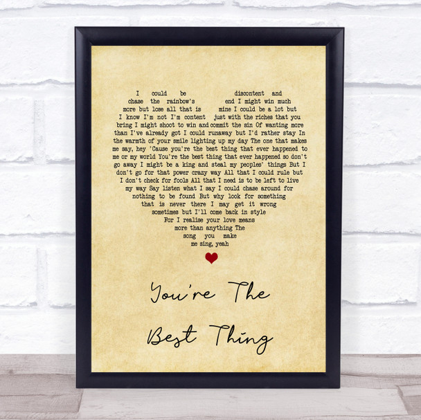 The Style Council You're The Best Thing Vintage Heart Song Lyric Music Wall Art Print