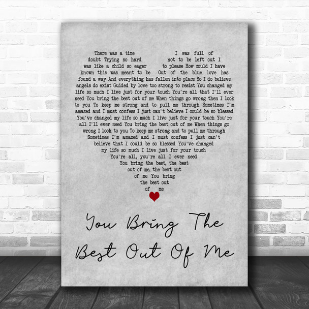 Michael Ball You Bring the Best Out of Me Grey Heart Decorative Gift Song Lyric Print