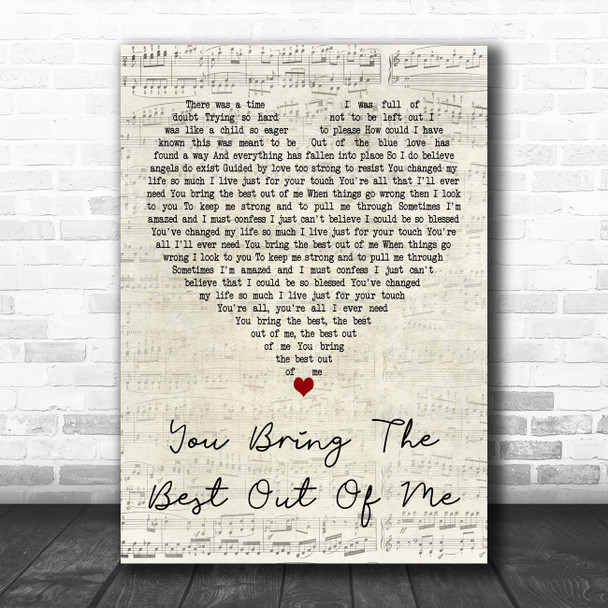 Michael Ball You Bring the Best Out of Me Script Heart Decorative Gift Song Lyric Print