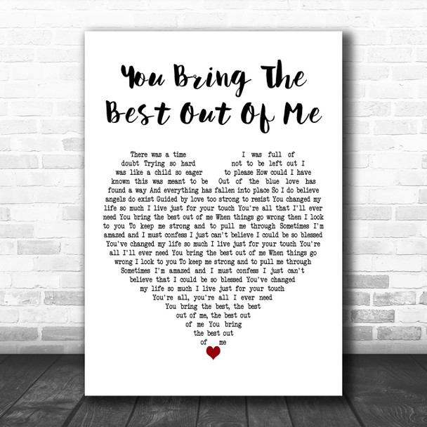 Michael Ball You Bring the Best Out of Me White Heart Decorative Gift Song Lyric Print