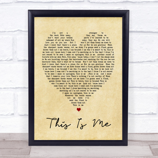 This Is Me The Greatest Showman Vintage Heart Song Lyric Music Wall Art Print