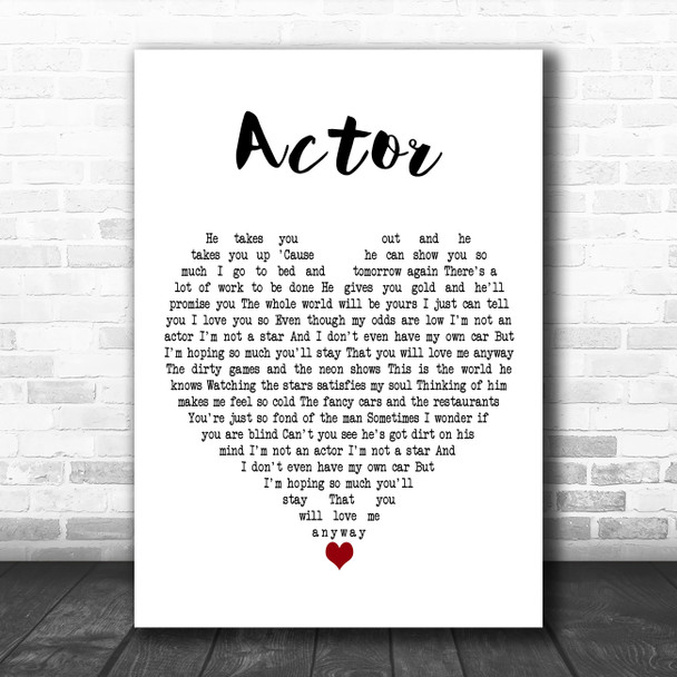 Michael Learns to Rock Actor White Heart Decorative Wall Art Gift Song Lyric Print