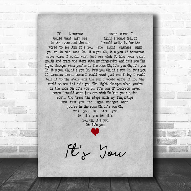 Michelle Branch Its You Grey Heart Decorative Wall Art Gift Song Lyric Print