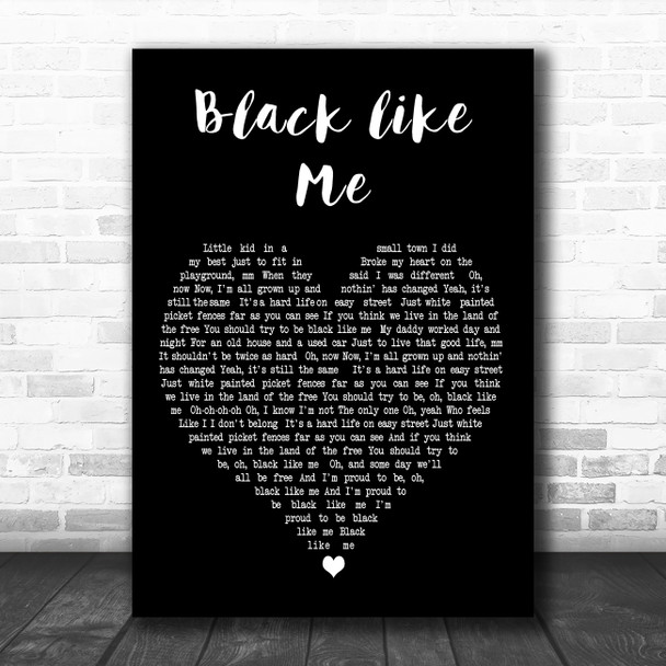 Mickey Guyton Black Like Me Black Heart Decorative Wall Art Gift Song Lyric Print