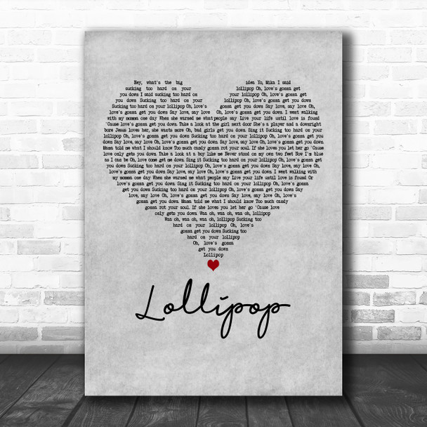 MIKA Lollipop Grey Heart Decorative Wall Art Gift Song Lyric Print