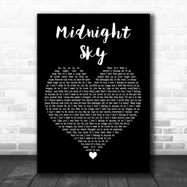 Miley Cyrus Midnight Sky Black Heart Decorative Wall Art Gift Song Lyric Print